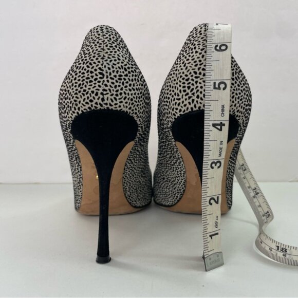 Sergio‎ Rossi Black and White Point-Toe Printed Stiletto Pumps High Heels - Picture 7 of 16